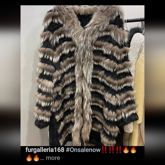 Handmade Silver Fox Rabbit Fur Cardigan Jacket - Picture 3 of 4